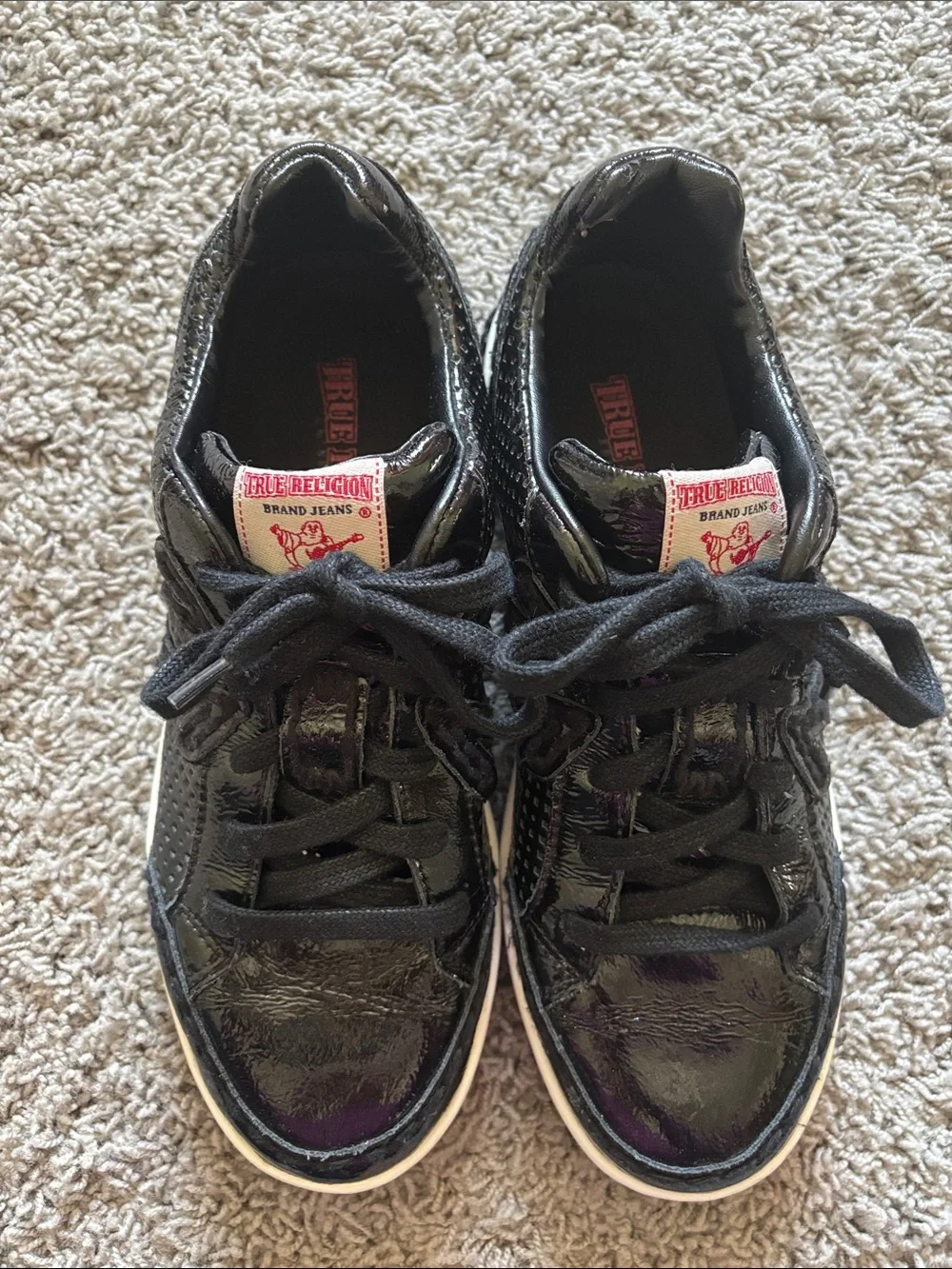 True Religion Black Patent Leather Sneakers